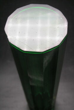 Emerald Green Faceted/Cut/Polished 12-sided Glass Vase w Moriage - Bohemia? - Image 4