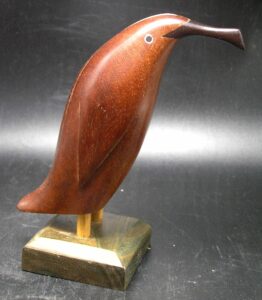 Siwok Wood Figurine of a PENGUIN from Argentina w Bone Inlay, 6"  T - Image 5