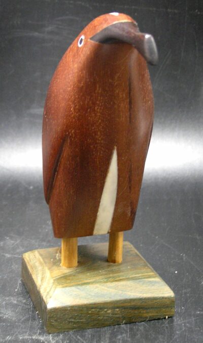 Siwok Wood Figurine of a PENGUIN from Argentina w Bone Inlay, 6"  T - Image 4