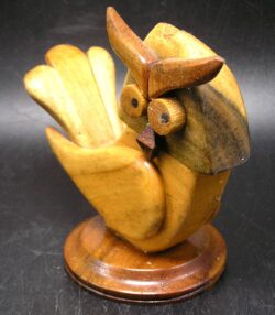 Vintage Owl Figure Handcrafted from Several Different Woods, 4" Tall - Image 9