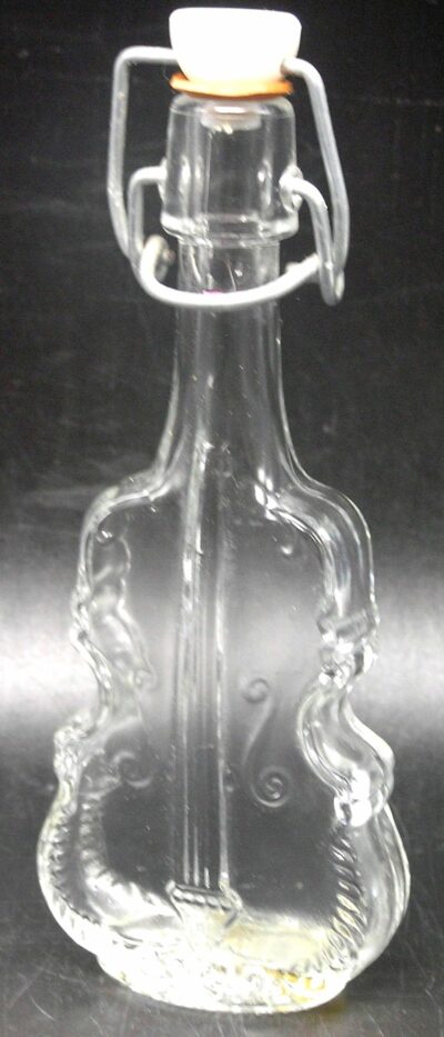 Vntg. Italy Glass Cello / Bass Violin Shaped Bottle w Wire Latch Stopper, - Image 6