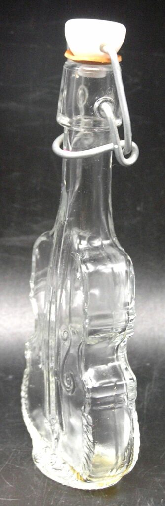 Vntg. Italy Glass Cello / Bass Violin Shaped Bottle w Wire Latch Stopper, - Image 5