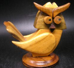 Vintage Owl Figure Handcrafted from Several Different Woods, 4" Tall - Image 4