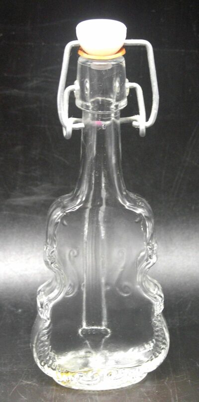 Vntg. Italy Glass Cello / Bass Violin Shaped Bottle w Wire Latch Stopper, - Image 4