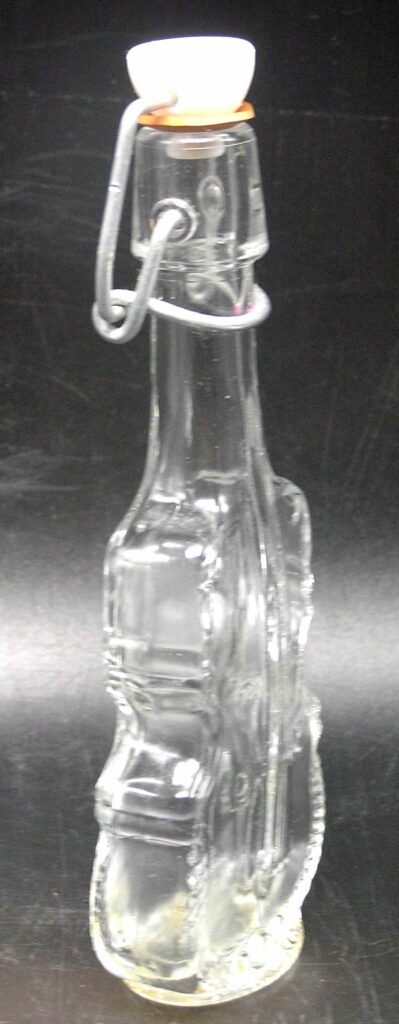 Vntg. Italy Glass Cello / Bass Violin Shaped Bottle w Wire Latch Stopper, - Image 3