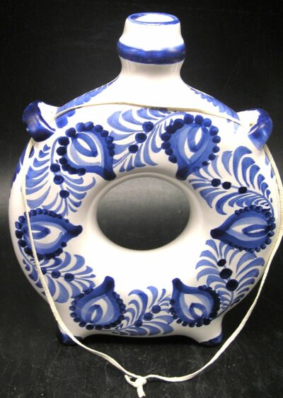 Delft? Holland? Italy? Donut Liquor Flask - Handpainted, signed - Image 10