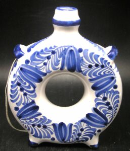 Delft? Holland? Italy? Donut Liquor Flask - Handpainted, signed - Image 7