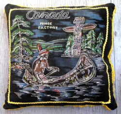 Black Velvet Souvenir Cushion Cover- Moose Factory, Northern Ontario, Hudsons Bay, James Bay - Image 8