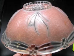 Pink Art Deco Glass Ceiling Light Bowl Shade - 3-hole - Image 5