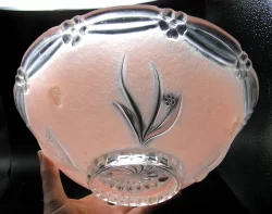 Pink Art Deco Glass Ceiling Light Bowl Shade - 3-hole - Image 4