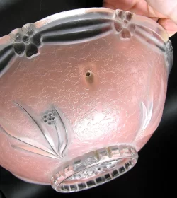 Pink Art Deco Glass Ceiling Light Bowl Shade - 3-hole - Image 3