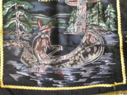 Black Velvet Souvenir Cushion Cover- Moose Factory, Northern Ontario, Hudsons Bay, James Bay - Image 3