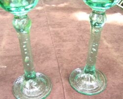 Pair Vintage Large Recycled Glass Decor / Candle Holders, Green 12.5" Tall - Image 6