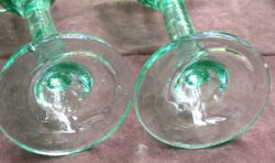 Pair Vintage Large Recycled Glass Decor / Candle Holders, Green 12.5" Tall - Image 3