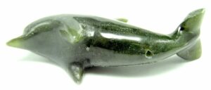 Nephrite Jade Dolphin Figurine 2" long - Image 3