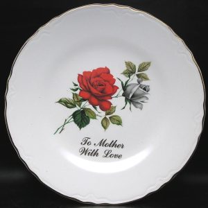 Vintage Ceramic "To Mother With Love"' Gift Plate, Canada, Roses, Gold Message