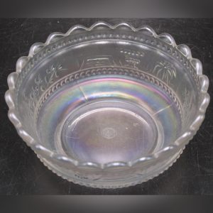 Rare Antique Northwood Clear Carnival Glass 5" Berry Bowl "Peacock at the Fountain" - 1908-20