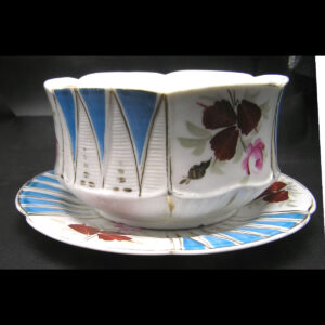 Early European Antique Hand Painted Porcelain 5.5" Bowl and 7.25" Plate