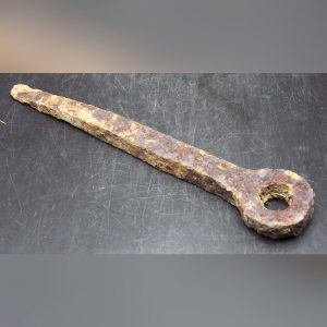 Antique Blacksmith-made Hammered-in Wrought Iron Barn Hinge Gudgeon