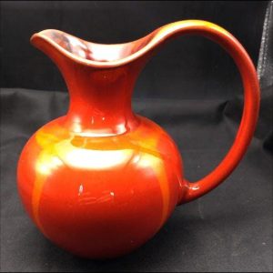 Huronia? Pottery Canada - Burnt Orange Pitcher/Vase w Lighter Flow Streaks, 6.25"T