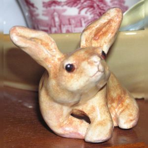Reclining Ceramic Rabbit / Bunny Sculpture - Chik Lau, Handmade, signed, unique