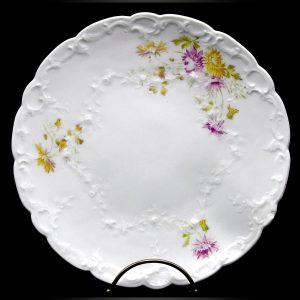 Antique Weimar Germany Porcelain Luncheon / Dessert Plate - Straw Flowers