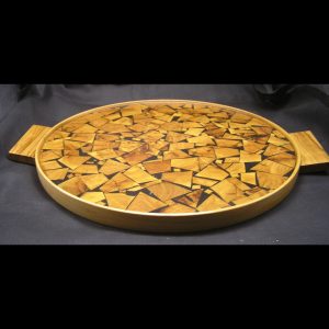 40% off - Mid Century Middle Eastern - Israel - Olive Wood and Black Epoxy Tray - was 79.95