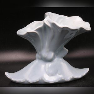 Vintage Blue Ceramic Small Trumpet Flower Form Vase, England No. 852 - art nouveau