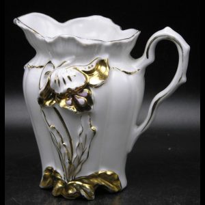 Antique Porcelain Cream Pitcher w Molded Poppies - Germany?