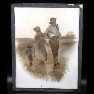 Antique Pointilism Sepia Chromolithograph by Victorian Illustrator, Ernest Wilson c1886