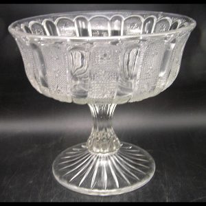 Antq 1890s EAPG Canada Stipple Swirl and Star Open Compote, 6.5" h, 7.25" diam