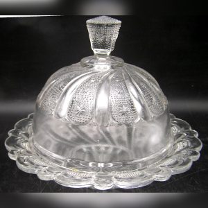 1890s EAPG Canada "Stipple Swirl and Star" Pattern Butter Dish with Dome Cover