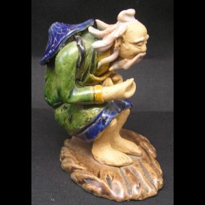 Large Antique Chinese Crouching Mudman, 3.75"