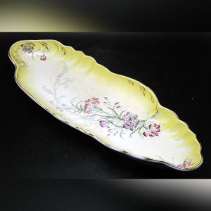 25% off - Antique Art Nouveau Hand Painted Free Form Serving Dish, Unmarked