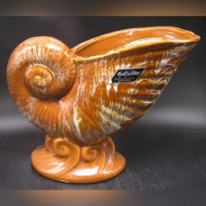Vintage Wyatt Art Pottery Canada Nautilus / Cornucopia Vase, 6" Tall