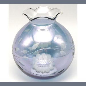 RARE Blue Lustre Flashed 12-petal Cornflower Rose Bowl