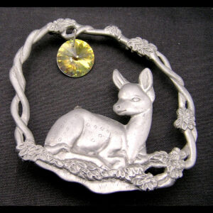 Pewter Wall or Window Ornament (Suction Mount) w Spotted Fawn (Deer)