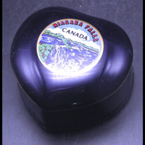 Ceramic Cobalt Blue Lidded Valentines Souvenir Trinket Box, "Niagara Falls"