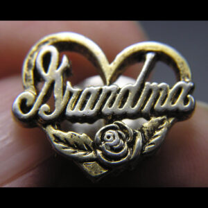 Vintage Gold Tone Metal Heart-Shaped Lapel / Hat Pin, "Grandma", 3/4"