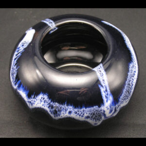 Vntg Blue Mountain Pottery BMP Canada Cobalt Blue Granite Small Pot /Vase, 2" Tall