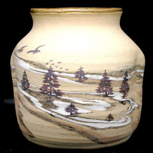 40% off - Earth Park Pottery 'Swirlware' Crock, Ken Hoeght 1990s Baysville Canada Signed, 6.5" - was 65.95