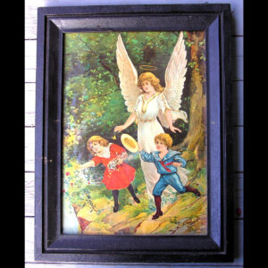 50% off - Victorian Guardian Angel Print with Orig Alligator Finish Frame & Rabbet Corners - was 69.95