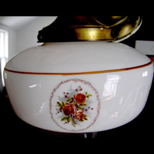 Milk Glass Shade w Roses for Pendant Light Fixture. 4" Fitter