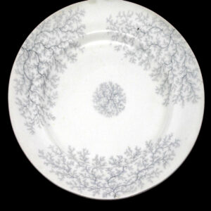 Porcelain plate w Silver-Grey Foliate Pattern - 18th Century? 'Sticky'