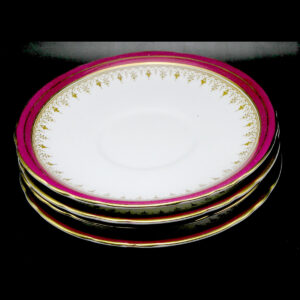 4 Aynsley Bone China Saucers - Durham Maroon (Scalloped)