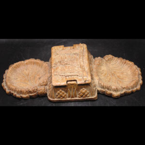 Vintage Syroco Faux Wood Box w 2 Side Dishes, Souvenir of New York City, 11.5"