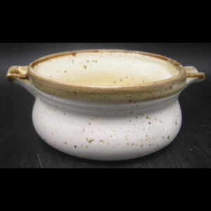 Vntg LP Laurentian Pottery Canada Bowl, 6.5" across Handles, 2.25" H