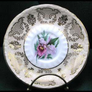 Paragon Bone China Saucer - Fancy Mauve Orchid with Gold Accents