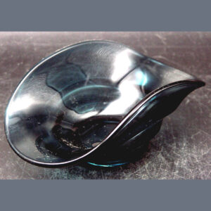1950s Swedish Gullaskruf Art Glass Dish / Bowl, Smokey Blue, Ground Base, Czech? 4 .25" Long