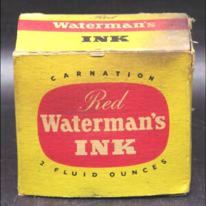 Vintage Bottle & Original Box of Waterman's Carnation Red Ink